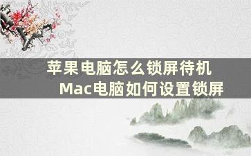 苹果电脑怎么锁屏待机 Mac电脑如何设置锁屏